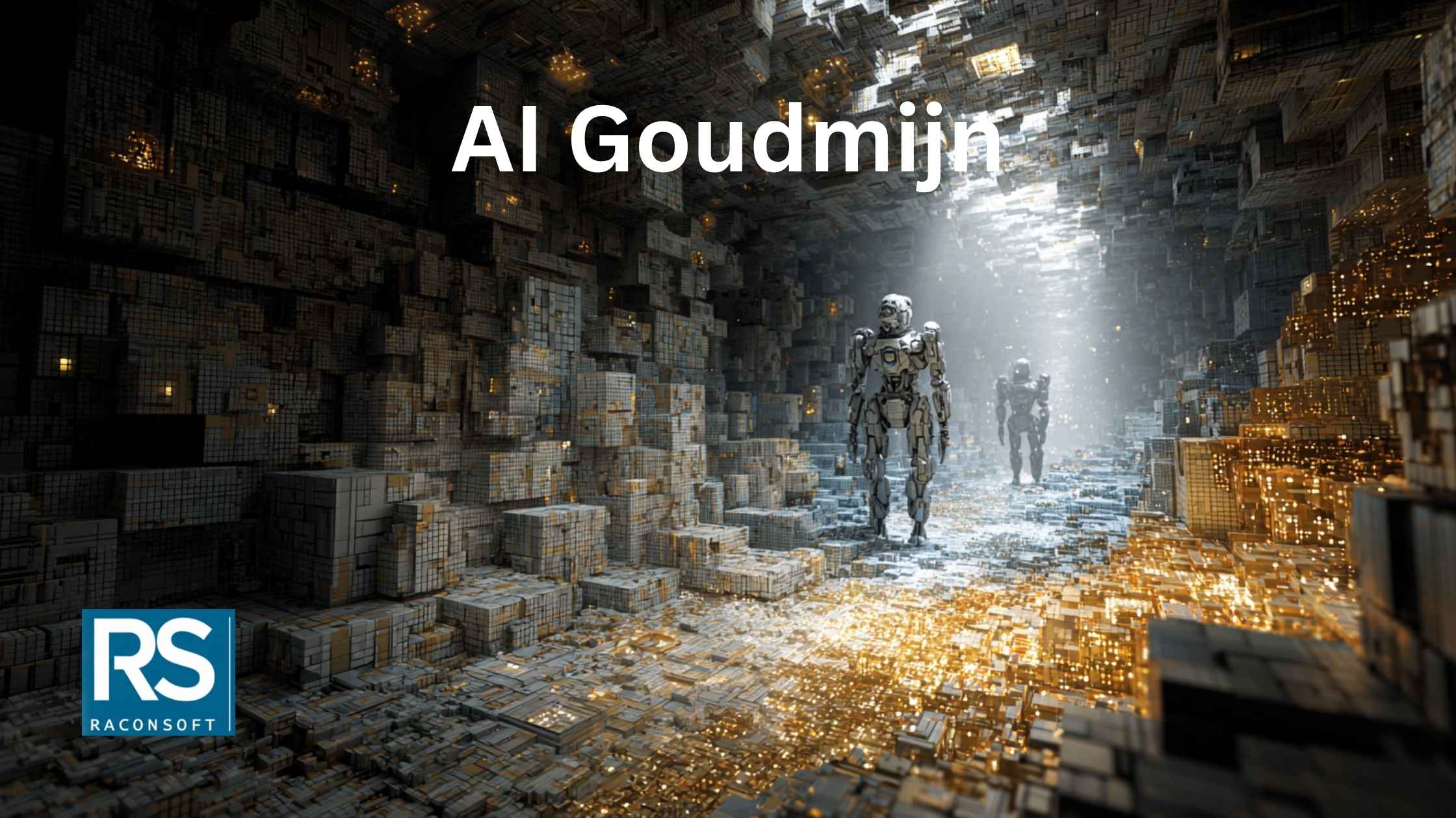 Illustratie van een goudmijn met data-iconen